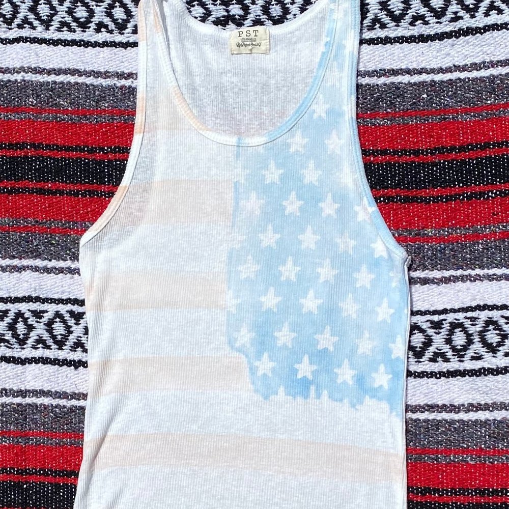 American Flag Ribbed Tank Top